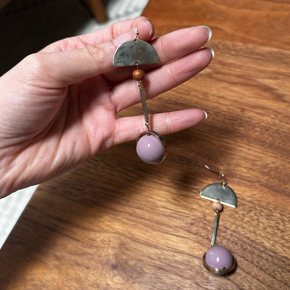 Geometric Drop Earrings in Mauve